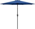 Simple Deluxe 9ft Outdoor Market Table Patio Umbrella with Button Tilt; Crank and 8 Sturdy Ribs for Garden; Blue