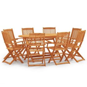 vidaXL 9 Piece Folding Patio Dining Set Solid Eucalyptus Wood