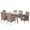 Outdoor Wicker Dining Set;  7 Piece Patio Dinning Table Beige-Brown Wicker Furniture Seating
