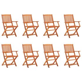 Folding Patio Chairs 8 pcs Solid Eucalyptus Wood