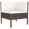 vidaXL 6 Piece Patio Lounge Set with Cushions Poly Rattan Brown