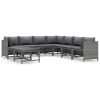 vidaXL 9 Piece Patio Lounge Set with Cushions Poly Rattan Gray