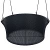 GO 33.8' Single Person Hanging Seat; Rattan Woven Swing Chair; Porch Swing With Ropes; Black Wicker And White Cushion