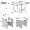 Patio All-Weather PE Wicker Dining Table Set with Wood Tabletop for 10, Brown Rattan+Beige Cushion (11-Piece)