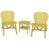 3 Pieces Hollow Design Patio Table Chair Set All Weather Conversation Bistro Set Outdoor Coffee Table with Open Shelf and Lounge Chairs with Widened S