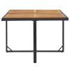 Patio All-Weather PE Wicker Dining Table Set with Wood Tabletop for 8; Black Rattan+Beige Cushion (9-Piece)