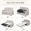 Pull Out Sofa Bed with USB Charging Port and 3-pin Plug; Sleeper Sofa Bed with Twin Size Mattress Pad; Loveseat Sleeper for Living Room; Small Apartme