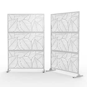 6.5 ft. H x 4 ft. W Patio Laser Cut Metal Privacy Screen, 24"*48"*3 panels (Color: White, Material: Galvanized steel)